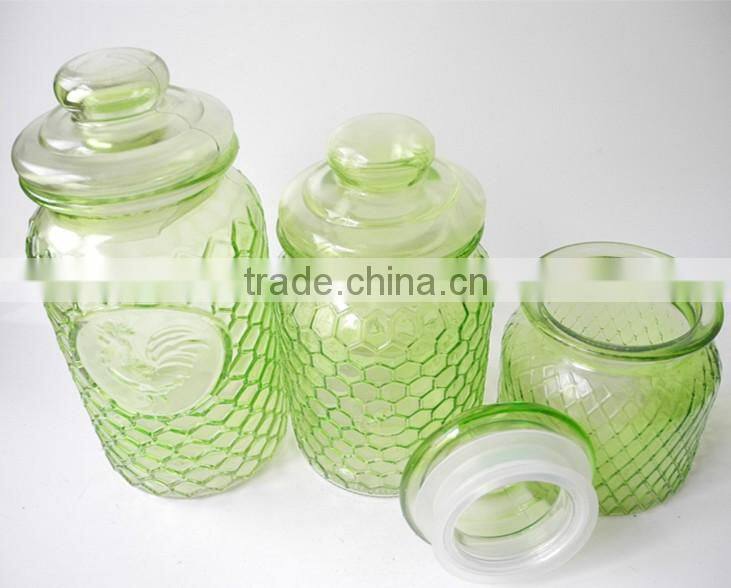 round home basis honeycomb glass canisters with glass lid