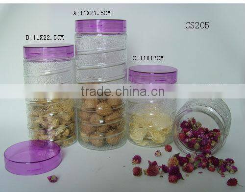 Clear Cylinder Stripes Glass Antique Jars with Lids