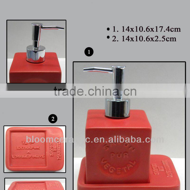 Cheap red ceramic lotion bottle