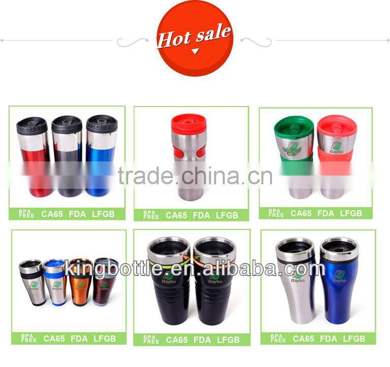 16oz Best selling stainless steel and plastic travel mug with black top
