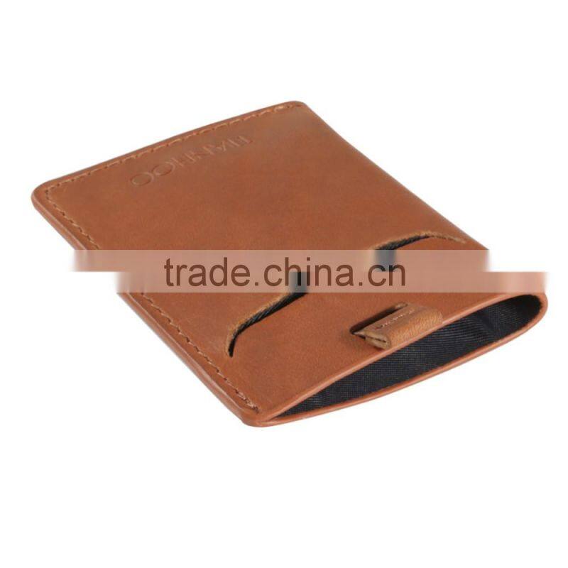 RFID Blocking Minimalist Front Pocket Wallet Wholesale Grain Leather Pull Tab Card Holder