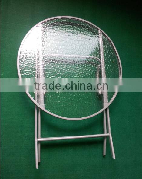 Steel folding glass table