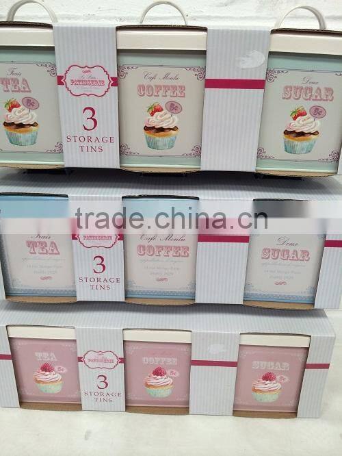 transfer decal square metal tea sugar coffee canisters