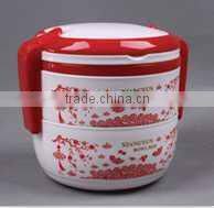 Portable two layers round lunch box with lock
