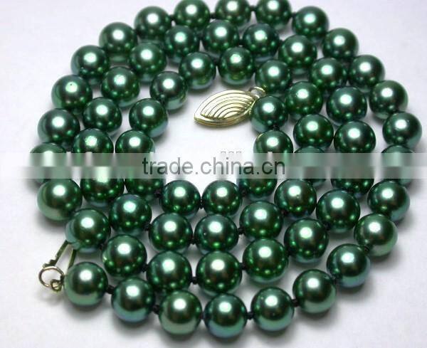 Latest 5-5.5mm Green Akoya Pearl Necklace With 14K Gold