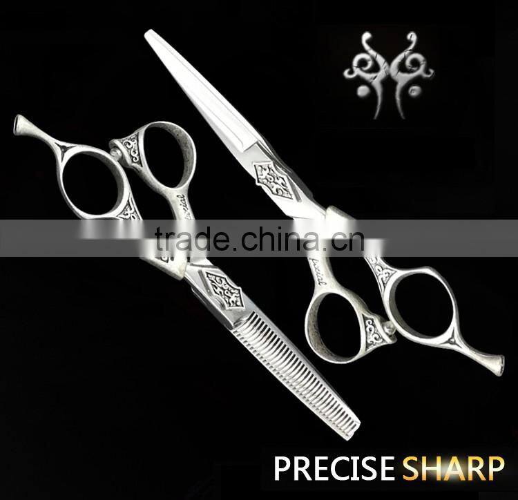 QJ-HS145 hair dressing scissors without hook professional barber scissors