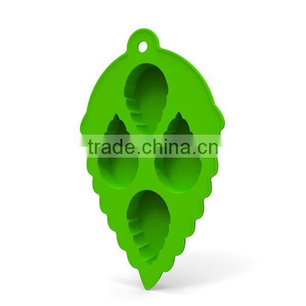 4 mint leaves tray silicone ice cube mold with hanging hole