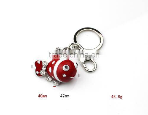 fashion red enamel cute rhinestone fish custom key holder handbag decoration KY07-0034