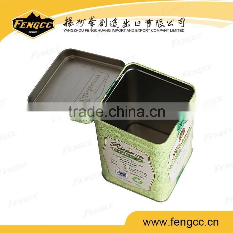 Popular design fancy printing small round tin box for tea
