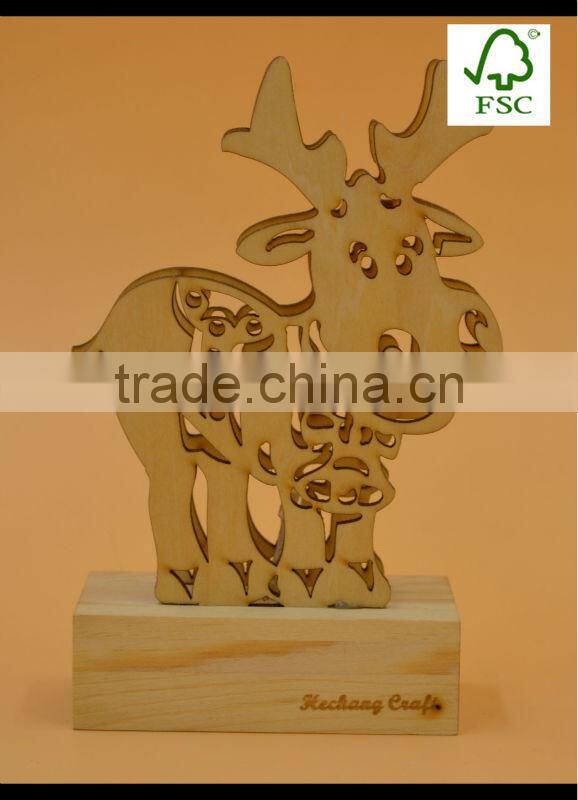 2016 laser cutting wooden crafts , wooden christmas decor