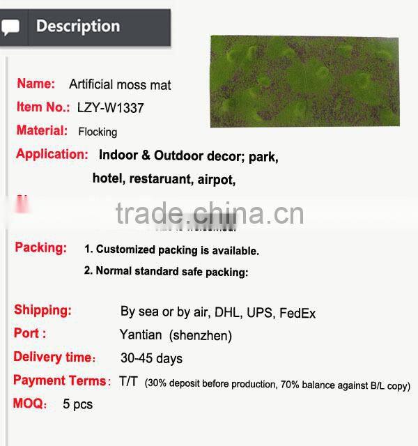 Hot sale artificial moss carpet gardening products wholesale door mat