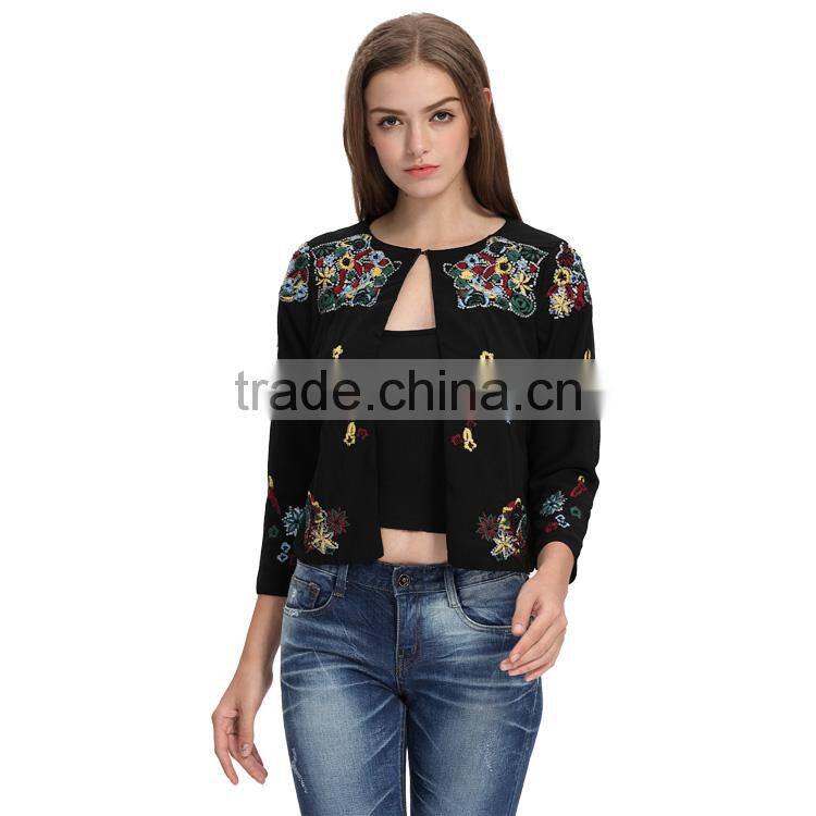 Latest fashion Womens 2017 jackets custom embroidery designs