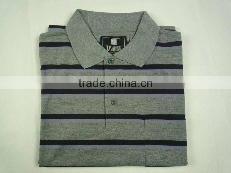 Custom mens yarn dyed striped polo shirt
