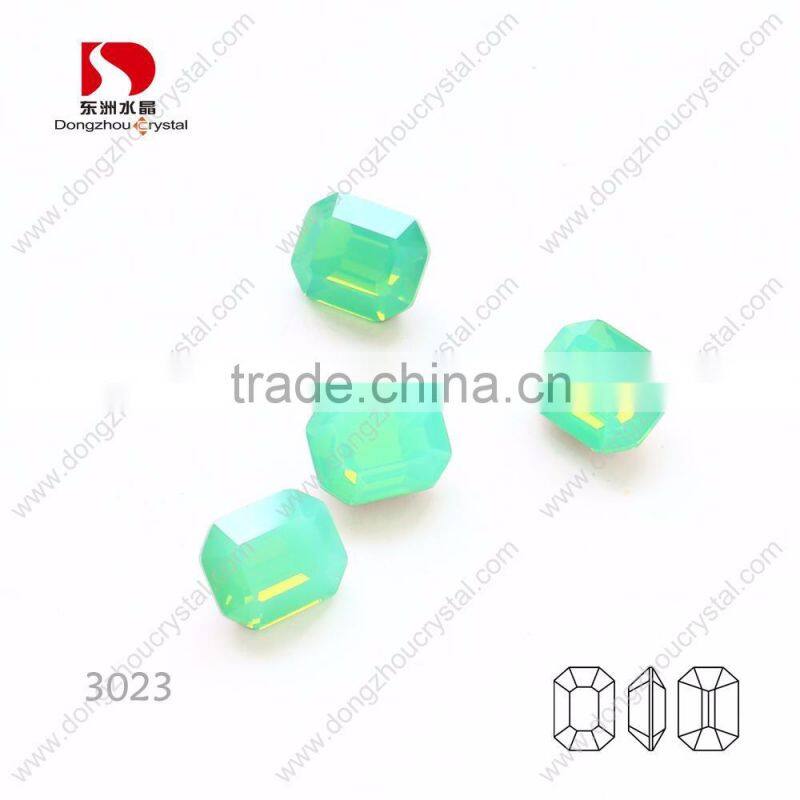 fashionable OCTAGON green opal k9 crystal fancy stone used in jewelry/dress/shoes/bags/hats ornaments