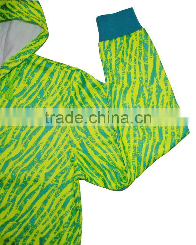 Professional Fleece Wear Manufacturer designs itself full print fleece hooded men casual jacket polyester ,240g brushed inside