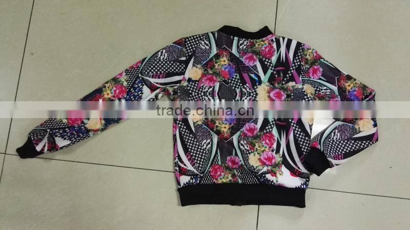 Yiwu stocks lots girl's fashion long sleeve printed jacket