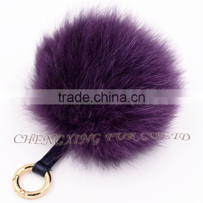 CX-A-63 New Promotional Fox Fur Ball Fur Pom Keychain with Fur Pompom