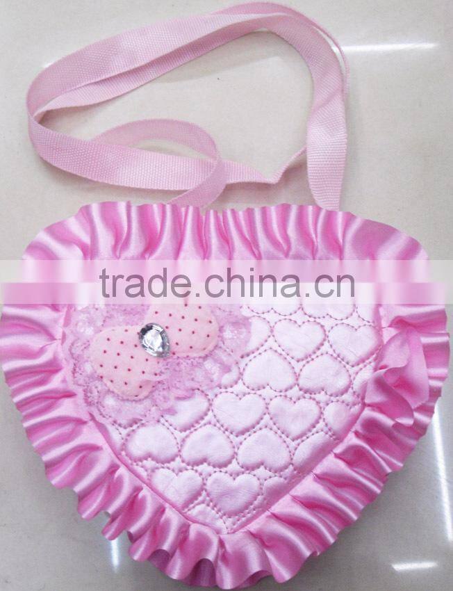 Fashion lace quilt hearted BOW flower little girl bag