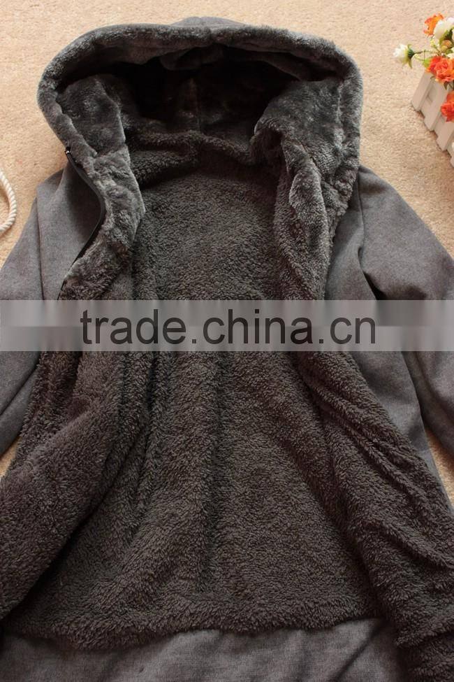 Fashion Women's Hoodie Coat Zipper Winter Autumn Thick Outerwear Lady Hoddy Jacket Clothes with Cap Hat