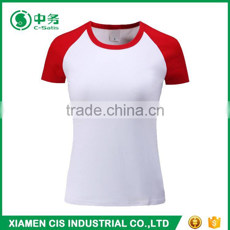 2017 New Design 200gsm Lycra Cotton Short Sleeve White T Shirt for Women