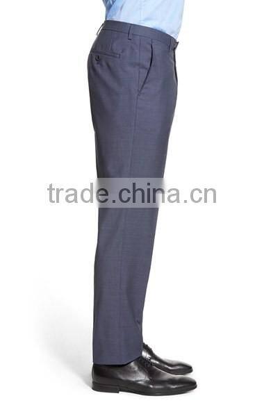 Latest Design Solid Men's Flat Front Winkle Free Pants Trousers