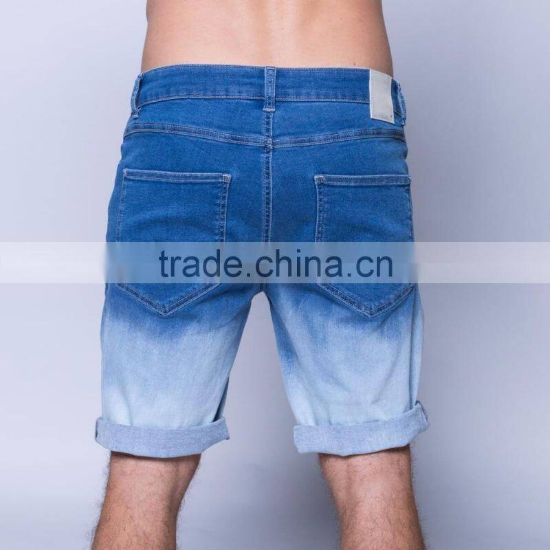 2017 fashion men's jeans shorts in blue stone wash