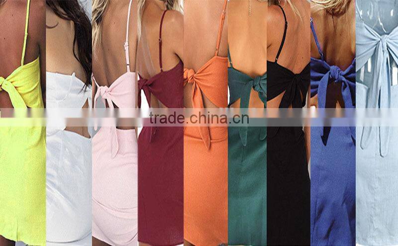 Bow Casual Linen Sexy Dress Backless Beach Summer Dress Sexy Honeymoon Dresses Fit Vestidos