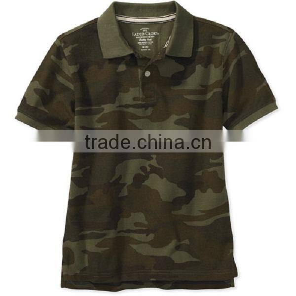 kids' Camo 100% cotton pocket polo shirts