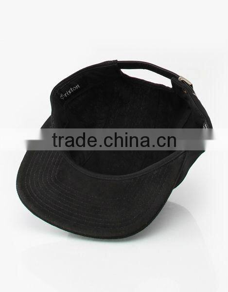 Leather Patch Sude Brim Floral Crown Custom 5 Panel Flat Brim Hat Manufacturer