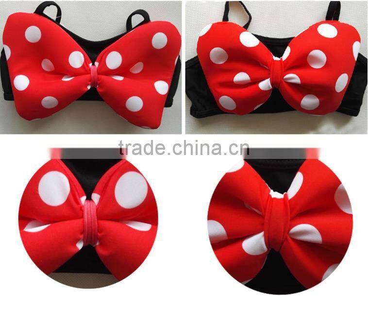 Children's swimsuit girls swimsuit big wave point split child bikini two-piece swimsuit children swimming cap