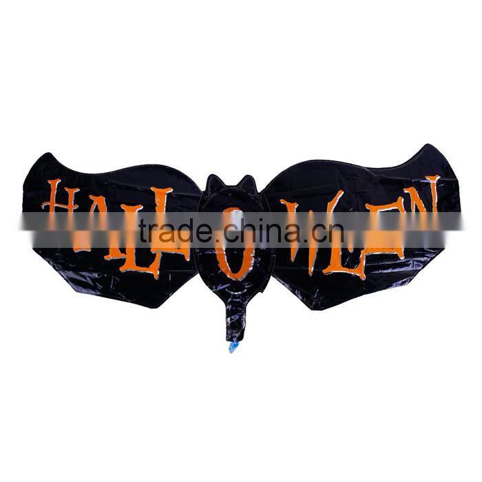 Aluminium Foil Balloon Halloween Bat Animal Black Orange Message " Halloween " Foil Balloons Wholesale