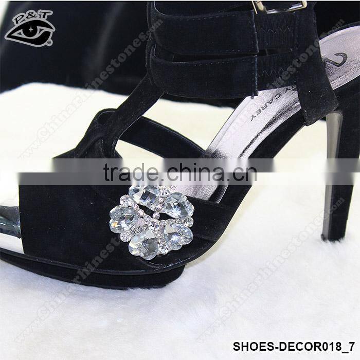 Shiny Flower Shaped Crystal Rhinestone Ornament Accessories with metal clip for high heel shoe wedding shoes