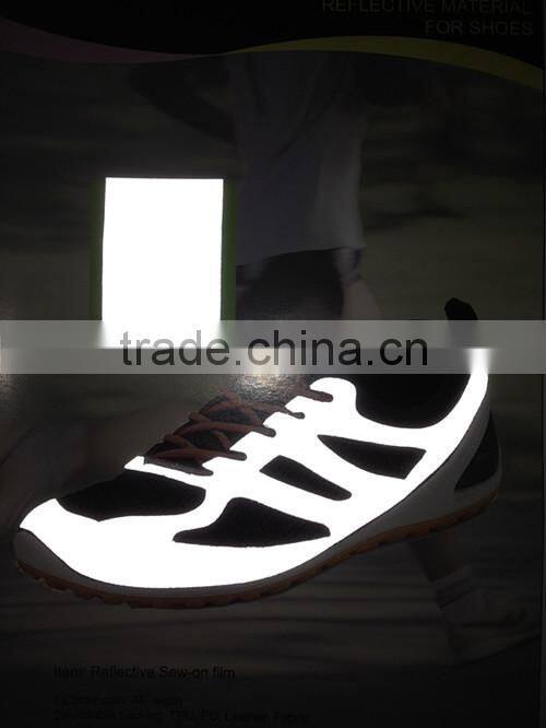 High visibility 0.8mm Iridescent reflective synthetic PU leather for shoes