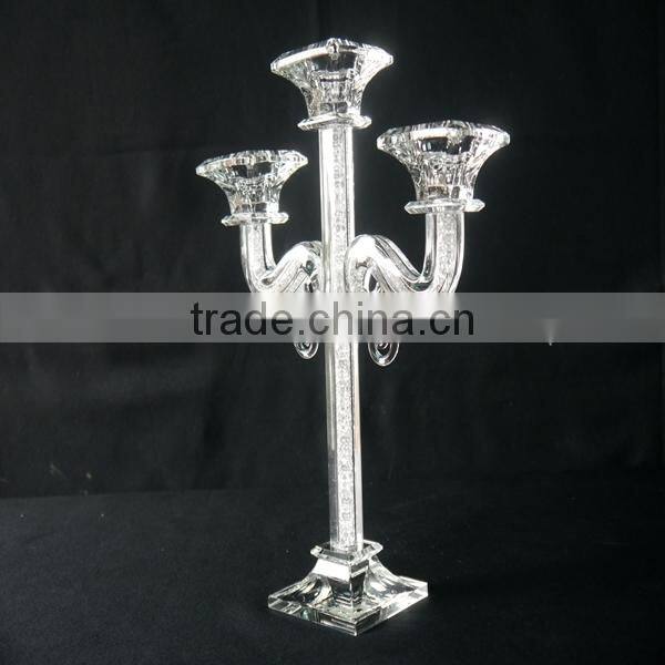 3 Arms Candle Holder,Crystal Candle Holder For Wedding Table Decoration