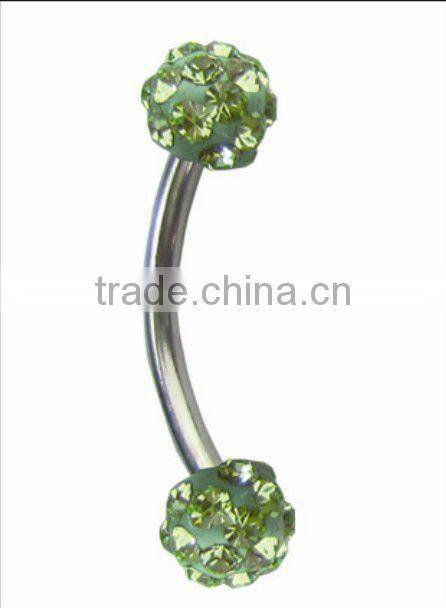 Stainless steel crystal body jewelry orange