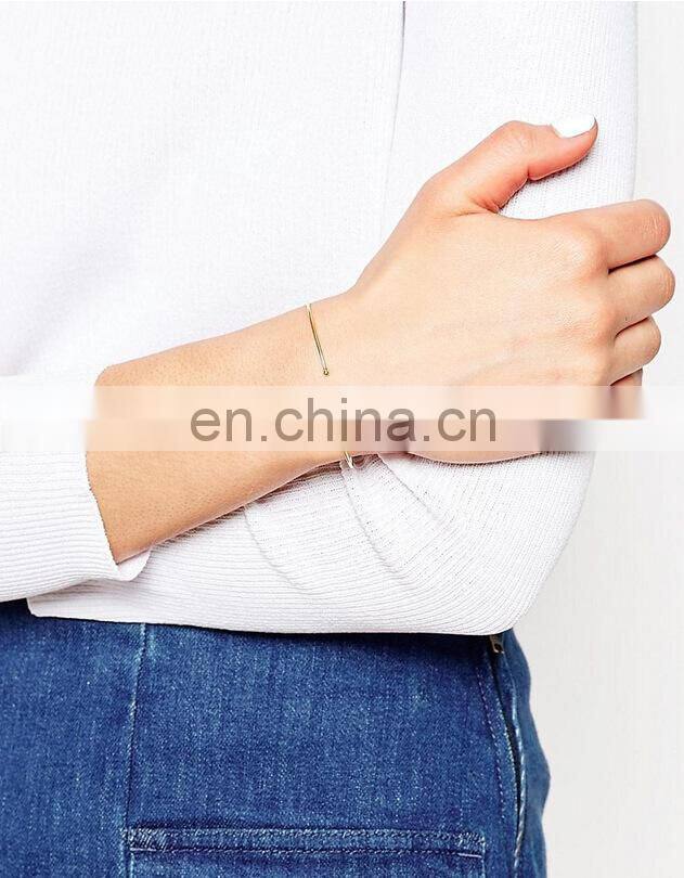 Gold Silver Simple Bangle Open Cuff Women Stretch Bangle Bracelet