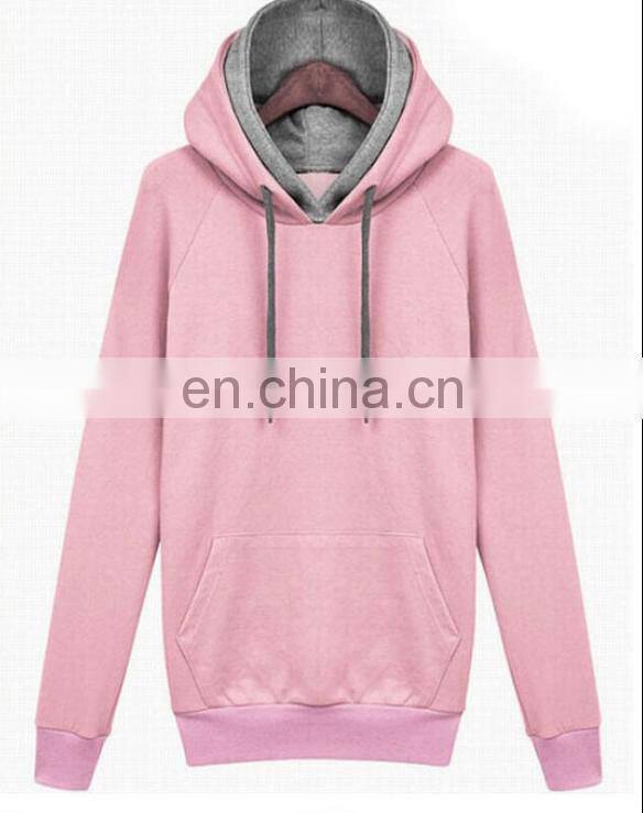 OEM Women Clothing 100% Cotton Plain Pullover Double- Hood Sweatshirt