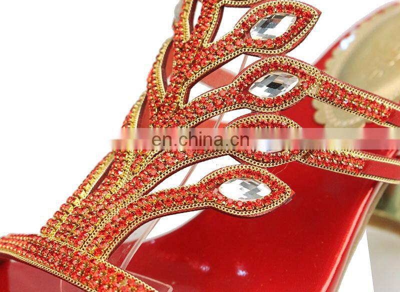 Top quality popular red low heel bridal shoes