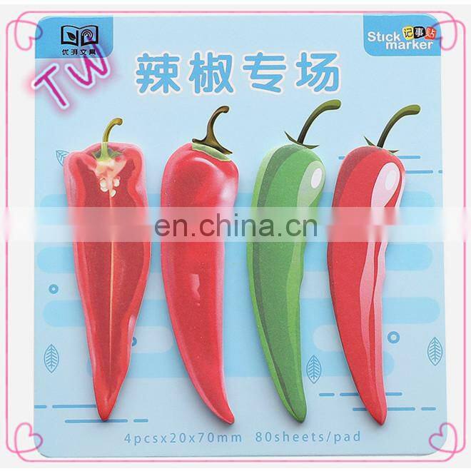 2018 Most popular creative school supplies stationery gift set for kids ,custom die cut vegetables shapes paper sticky notes