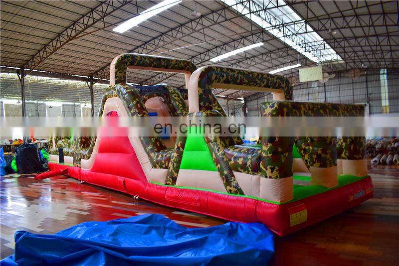 Kids outdoor camouflage boom camp inflatable bounce course for camping area