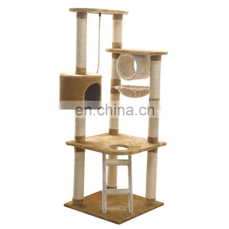 China Customized Design Plush Wooden Pet Condo Tower Supplier Furniture Factory Toys Cat Scratcher Tree House Tower