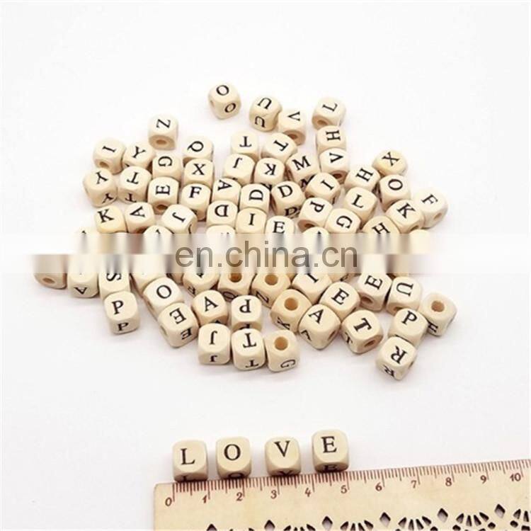 DIY Necklace Bracelet Material A-Z Letter Natural Wooden Block Beads