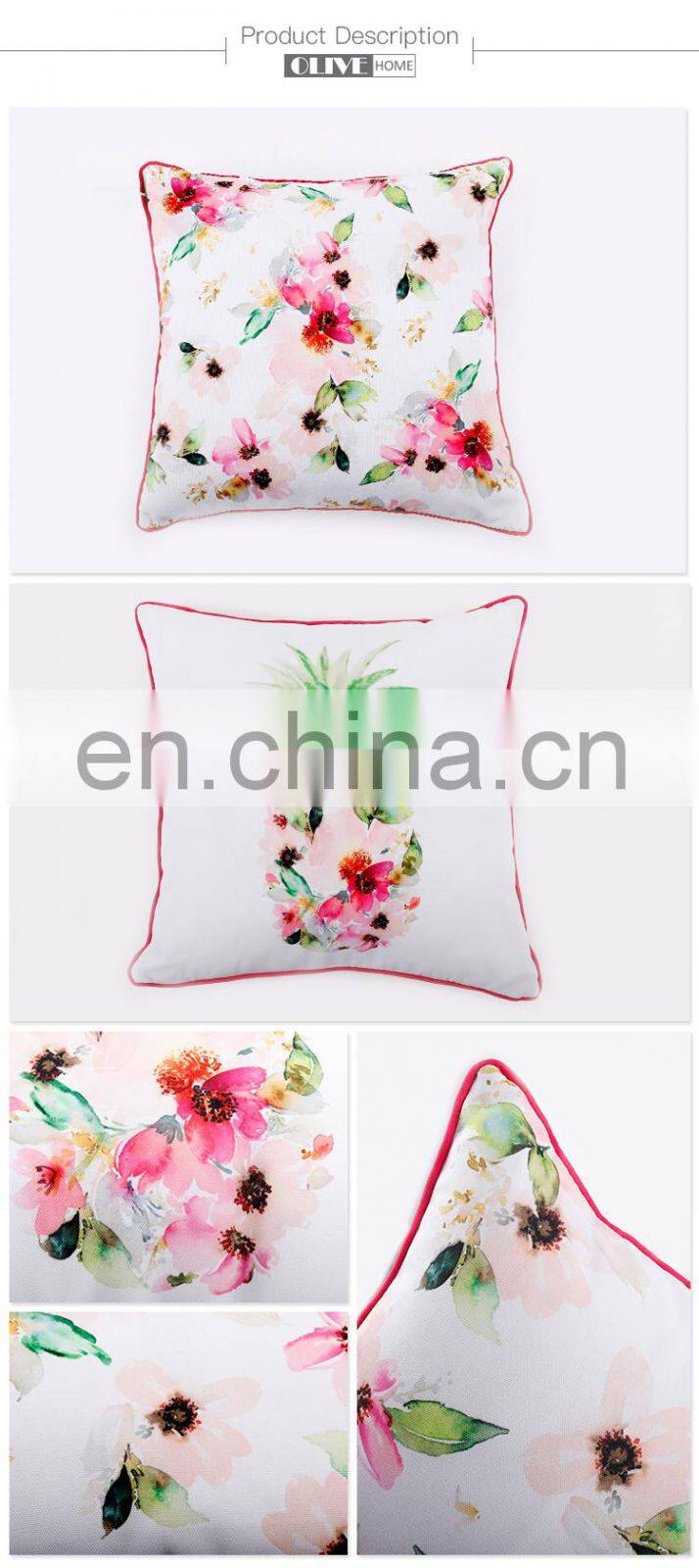 Hot sale Custom Design Flower Paint Printed Decorative Pillow Outdoor Cushions for car