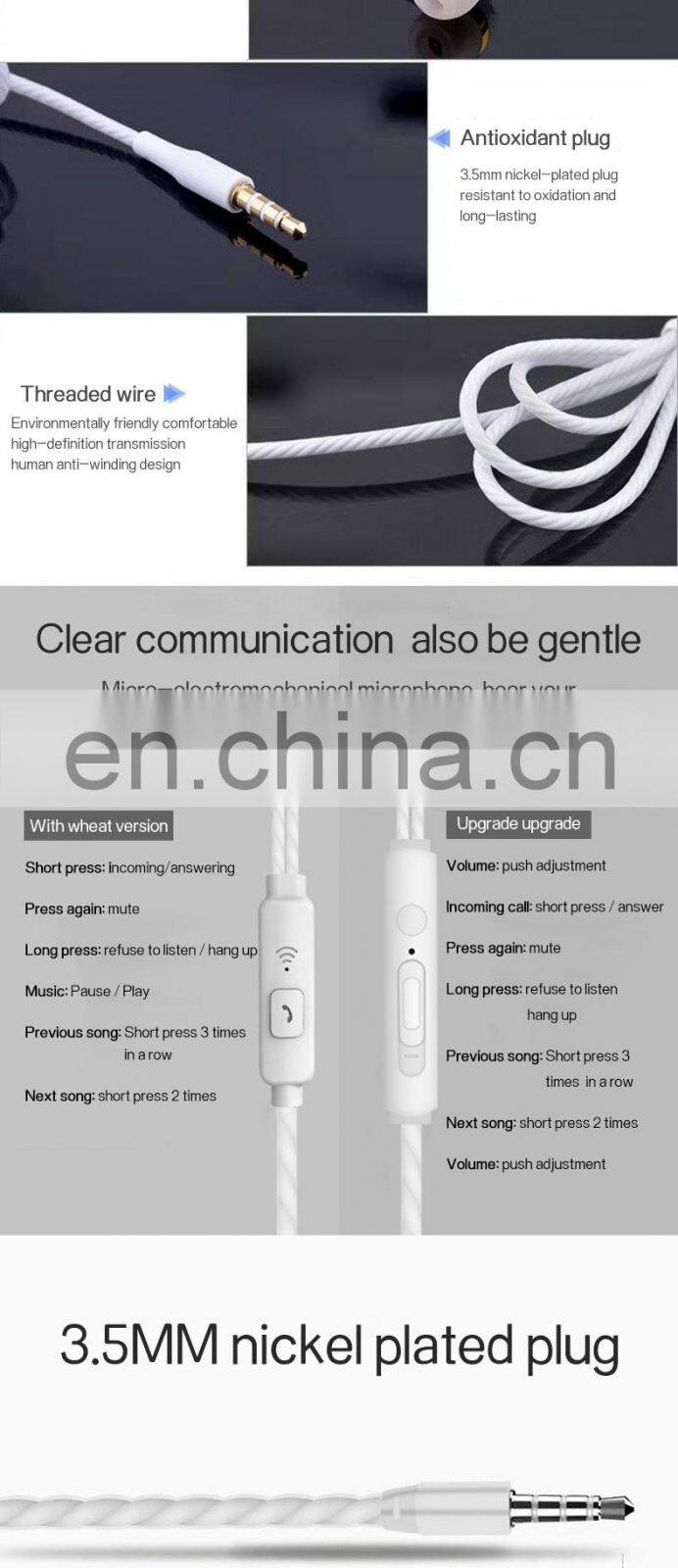 Golden Sky Wired Noise Cancelling Cheaper Earbuds Earphone Sports Stereo Headphone Headset In Ear Wired Earphone Oem Factory