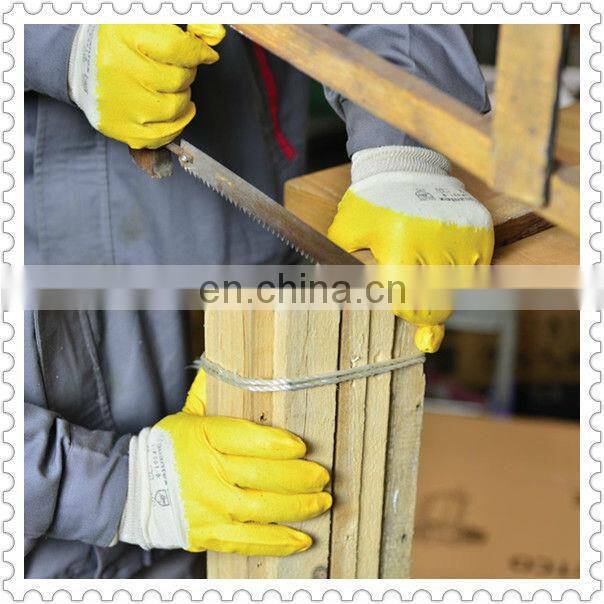 Cheap Yellow Palm Coated Nitrile Working Gloves With Interlock Lining