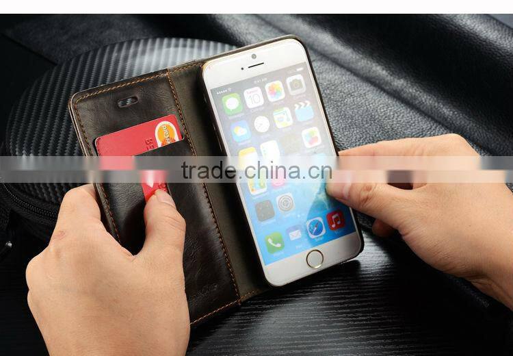 Handmade genuine leather back cover with card holder phone cases for iphone 6 plus bulk buy from alibaba china