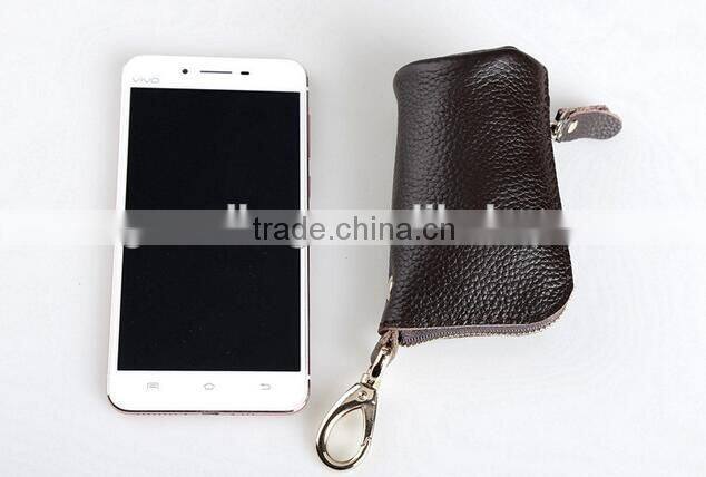 Handmade retro cowide leather key holder for men unisex key case leather coin purse