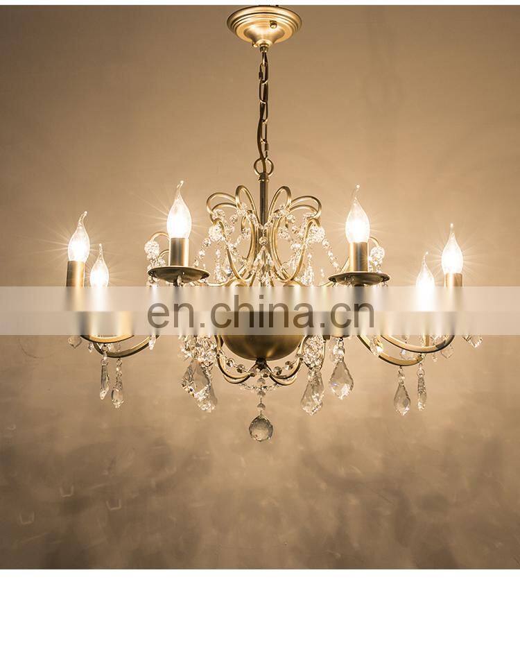 European style simple retro iron wedding hall ceiling crystal warm light chandelier dining room light living room light wedding