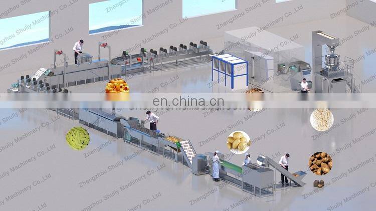 Factory price big capacity french fries production line potato chips frying machine