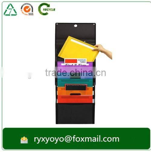 2016 foldable pp plastic multiple pockets hanging file folder with velcro